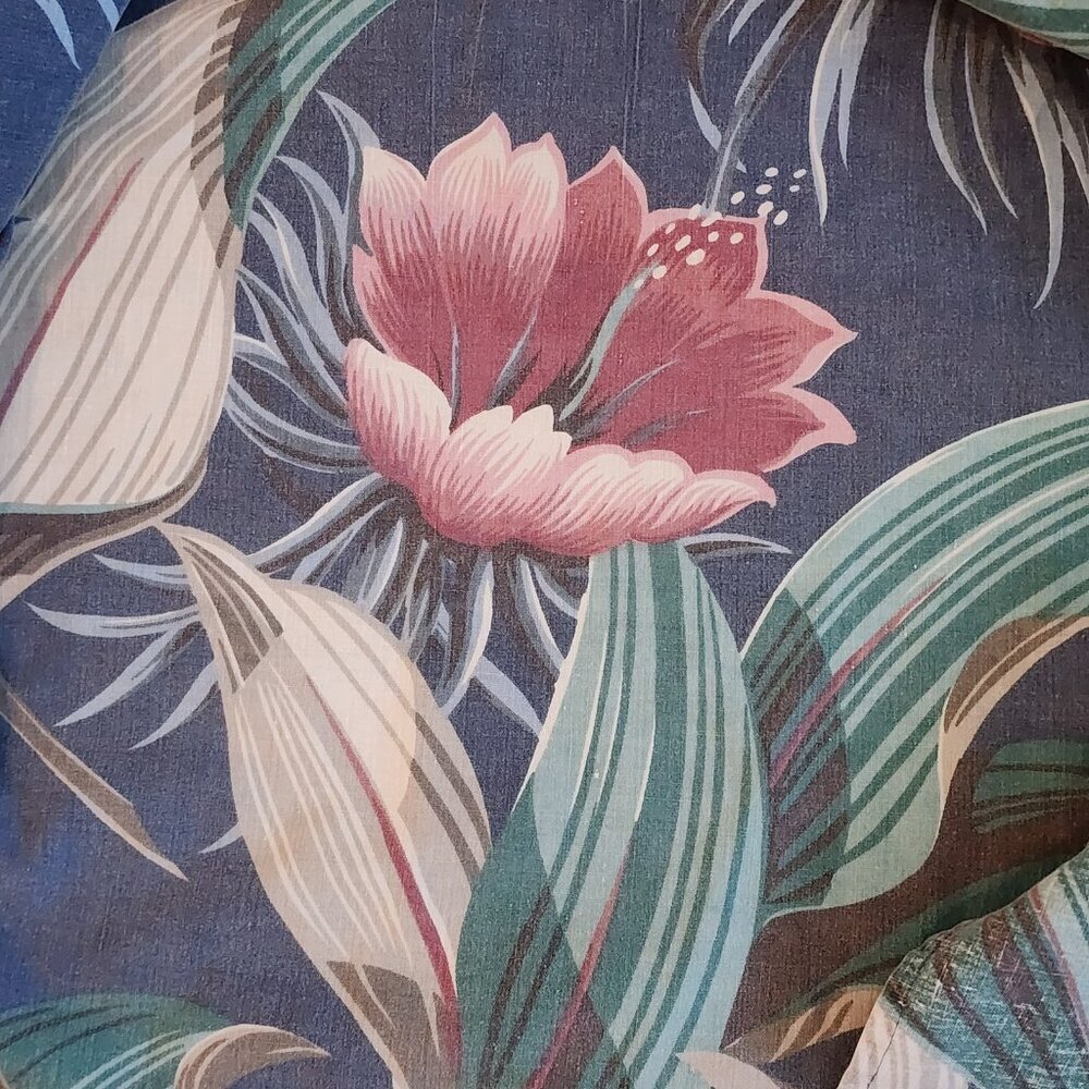Vintage Reyn Spooner Shirt Mens Large Blue Floral Hawaiian Button Up 90s Aloha - Picture 9 of 9